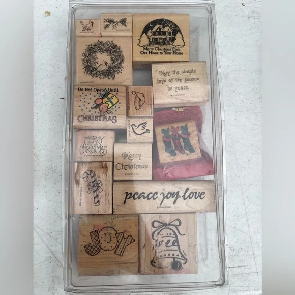 Lot of 21 Vintage 90's Stampin' Up! Stamps Christmas Holiday Theme Bundle - Picture 3 of 4